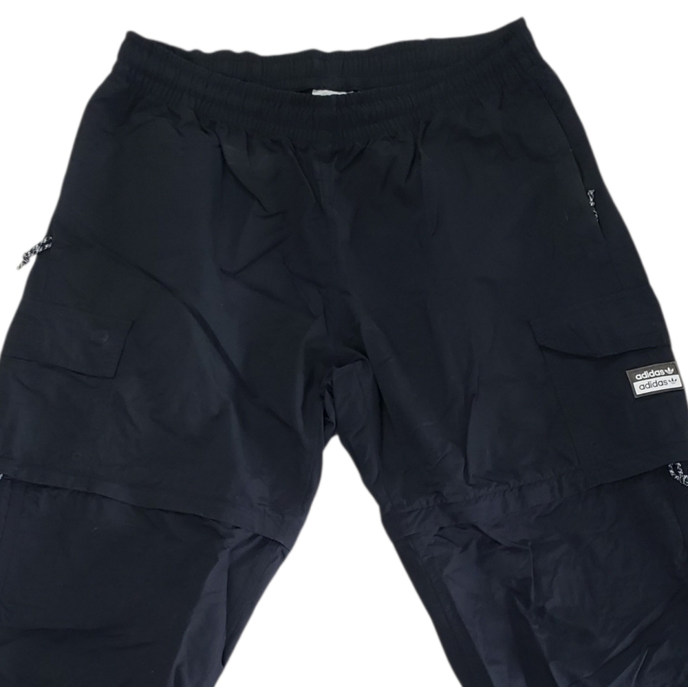 ADIDAS 2-in-1 Black Cargo Track Pants Shorts w/ Zip Pockets | Large